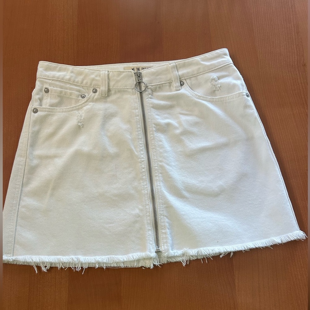 We The Free White Distressed Skirt